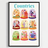 Besay Countries Dünya Harikası Ülkeler Duvar Posteri-Estetik Dekoratif A3 Çerçevesiz