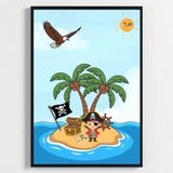 Besay Korsan Macerası | Erkek Çocuk Odası Duvar Dekorasyonu | Mavi Okyanus Ve Korsan Gemisi Posteri | 3'Lü Set A2 Çerçev