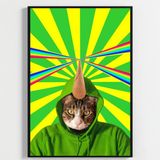 Besay Kozmik Kediler | Renkli Ev Duvar Dekorasyonu | Gökkuşağı Lazerli Ve Dondurmalı Komik Kedi Posteri | 3'Lü Set A3 Çerçevesi