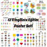 Besay Okul Öncesi İngilizce Eğitim Poster Seti 12'Li A4 Çerçevesiz