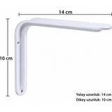 Beşel Beyaz Raf Ayağı 14 x 10 cm Duvar Raf Destek Aparatı Raf Konsolu