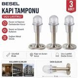 Beşel Bsl3 Metal Kapı Stoperi Kapı Tamponu Saten 8 cm Kapı Tamponu (3 Adet)