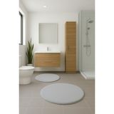 Besely 2'li Açıkgri Yuvarlak Yumuşak Kaymaz Taban Peluş Yıkanabilir Banyo Oturma Odası HALI(60X60 ve 80X80) - Açık Gri