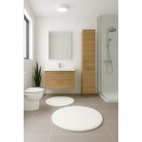 BESELY 2'Li Beyaz Yuvarlak Yumuşak Kaymaz Taban Peluş Yıkanabilir Banyo Oturma Odası Halı(60x60 ve 80x80)