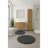 Besely 2'li Koyugri Yuvarlak Yumuşak Kaymaz Taban Peluş Yıkanabilir Banyo Oturma Odası HALI(60X60 ve 80X80) - Koyu Gri
