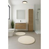 Besely 2'li Krem Yuvarlak Yumuşak Kaymaz Taban Peluş Yıkanabilir Banyo Oturma Odası HALI(60X60 ve 80X80)