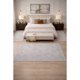 BESELY Açık gri Bohem Emboss Yatak Odası Halısı 3lü Set Kaymaz Taban Halı Takımı(2ADET80x150-1ADET80x300)