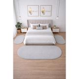 BESELY Açıkgri Yumuşak Peluş Yatak Odası Halısı 3lü Set Kaymaz Taban Halı Takımı(2ADET 80x150-1ADET 80x300)