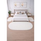 BESELY Beyaz Yumuşak Peluş Yatak Odası Halısı 3lü Set Kaymaz Taban Halı Takımı (2ADET 80x150-1ADET 80x300)