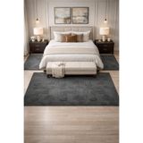 BESELY Koyu gri Bohem Emboss Yatak Odası Halısı 3lü Set Kaymaz Taban Halı Takımı(2ADET80x150-1ADET80x300)