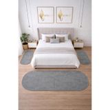 BESELY Koyu gri Bohem Oval Yatak Odası Halısı 3lü Set Oyma Kaymaz Taban Halı Takımı(2ADET80x150-1ADET80x300