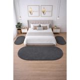BESELY Koyugri Yumuşak Peluş Yatak Odası Halısı 3lü Set Kaymaz Taban Halı Takımı(2ADET 80x150-1ADET 80x300