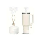 Besify Quencher Uyumlu 30 - 40 Oz 3'lü Aksesuar Tıpa Charm Taban Koruyucu Silikon Beyaz Set