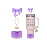 Besify Quencher Uyumlu 30 - 40 Oz 3'lü Aksesuar Tıpa Charm Taban Koruyucu Silikon Mor Set