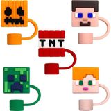 Besify Stanley Minecraft Pipet Tıpası 10MM Pipet Tıpası Steve Creeper Pipet Quencher Figürlü Pipet Tıpası - TNT Kırmızı
