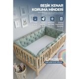 Beşik Kenar Koruma Minderi%100 Pamuk - Montessori Yatak Uyumlu - Nil Yeşili - Buble Soft - ossa tasarım, 80x130