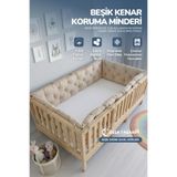 Beşik Kenar Koruma Minderi%100 Pamuk - Montessori Yatak Uyumlu - Vanilya - Buble Soft-Ossa Tasarım-Yasetex Tasarım, 80x130
