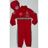 Beşik Kostüm Çocuk Kırmızı Yarışçı Tulumu Kişiselleştirilebilir