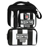 Beşiktaş 1903 Baskılı Siyah - Beyaz Erkek Çocuk Okul Beslenme Çantası ve Kalemlik Seti - SETBJK26359