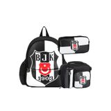 Beşiktaş 2 Bölmeli 1903 Logo Baskılı Suni Deri Anaokulu Çantası + Beslenme Çantası + Kalemlik TYBG1RIY04P46XKK35