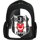 Beşiktaş 3 Bölmeli Bjk 1903 Logo Baskılı Suni Deri Okul Sırt Çantası Siyah (25360)