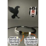 Beşiktaş 3 Yıldızlı Oniks ve Hematit Doğal Taş Makrome Taraftar Bileklik – Ayarlanabilir El Yapımı