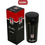 Beşiktaş 400ML Lisanslı Çift Katlı Paslanmaz Çelik Termos Mug 6 Saat Sıcak Soğuk Hediye Kutulu - Siyah - 0,40 lt