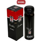 Beşiktaş 500ML Lisanslı Çift Katlı Paslanmaz Çelik Rahat Içim Ağızlıklı Termos 6 Saat Sıcak Soğuk Hediye Kutulu - Siyah - 0,50 lt