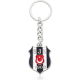 Beşiktaş Arma Lisanslı Metal Anahtarlık - Siyah - Beyaz