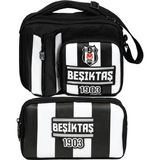 Beşiktaş Beşiktaş 1903 Baskılı Siyah - Beyaz Erkek Çocuk Okul Beslenme Çantası ve Kalemlik Seti - SETBJK26359 - Beyaz - Siyah