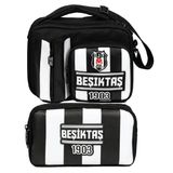 Beşiktaş Beşiktaş 1903 Baskılı Siyah - Beyaz Erkek Çocuk Okul Beslenme Çantası ve Kalemlik Seti - SETBJK26359