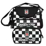Beşiktaş Beşiktaş Baskılı Siyah - Beyaz Erkek Çocuk Okul Beslenme Çantası ve Kalemlik Seti - SETBJK26351