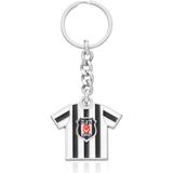 Beşiktaş Çubuklu Forma Lisanslı Metal Anahtarlık - Siyah - Beyaz