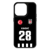 Beşiktaş Dušan Vlahović Forma iPhone 14 Pro Kılıf (Cam) - Lisanslı Orijinal