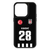Beşiktaş Dušan Vlahović Forma iPhone 15 Pro Kılıf (Cam) - Lisanslı Orijinal
