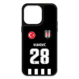 Beşiktaş Dušan Vlahović Forma iPhone 15 Pro Max Kılıf (Cam) - Lisanslı Orijinal