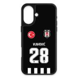 Beşiktaş Dušan Vlahović Forma iPhone 16 Kılıf (Cam) - Lisanslı Orijinal