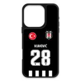 Beşiktaş Dušan Vlahović Forma iPhone 16 Pro Kılıf (Cam) - Lisanslı Orijinal