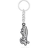 Beşiktaş El Yazı Lisanslı Metal Anahtarlık - Siyah - Beyaz