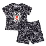Beşiktaş Erkek Bebek Pijama Takımı Bisiklet Yaka Kısa Kol Reçme - Siyah