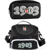 Beşiktaş Erkek Çocuk 1903 Baskılı Beslenme Çantası ve Kalemlik Seti (Ikili Set) - ME25345 - Siyah - Beyaz