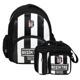 Beşiktaş Erkek Çocuk İlkokul Çantası ve Beslenme Çantası Seti (Beşiktaş 1903 Baskılı) Siyah - Beyaz - SETBJK26357B