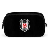 Beşiktaş İki Gözlü Erkek Çocuk Beşiktaş Logo Baskılı Siyah Okul Kalem Çantası/Kalemlik - 26321