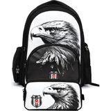 Beşiktaş Ikili Okul Çantası ve Kalemlik Seti Beyaz - Siyah (Kartal Baskılı) Erkek Çocuk - SETBJK26361C - Siyah - Beyaz