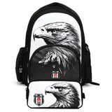 Beşiktaş İkili Okul Çantası ve Kalemlik Seti Beyaz - Siyah (Kartal Baskılı) Erkek Çocuk - SETBJK26361C