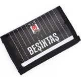 Beşiktaş Ince Çubuk Desenli Cüzdan - Siyah - Beyaz