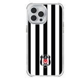 Beşiktaş Iphone 13 Pro Max Uyumlu Çubuklu Logo Telefon Kılıfı Siyah
