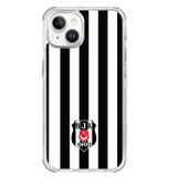 Beşiktaş Iphone 15 Uyumlu Çubuklu Logo Telefon Kılıfı Siyah