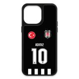 Beşiktaş Kişiye Özel Siyah Forma iPhone 14 Pro Max Kılıf (Cam) - Lisanslı Orijinal