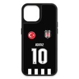 Beşiktaş Kişiye Özel Siyah Forma iPhone 15 Kılıf (Cam) - Lisanslı Orijinal